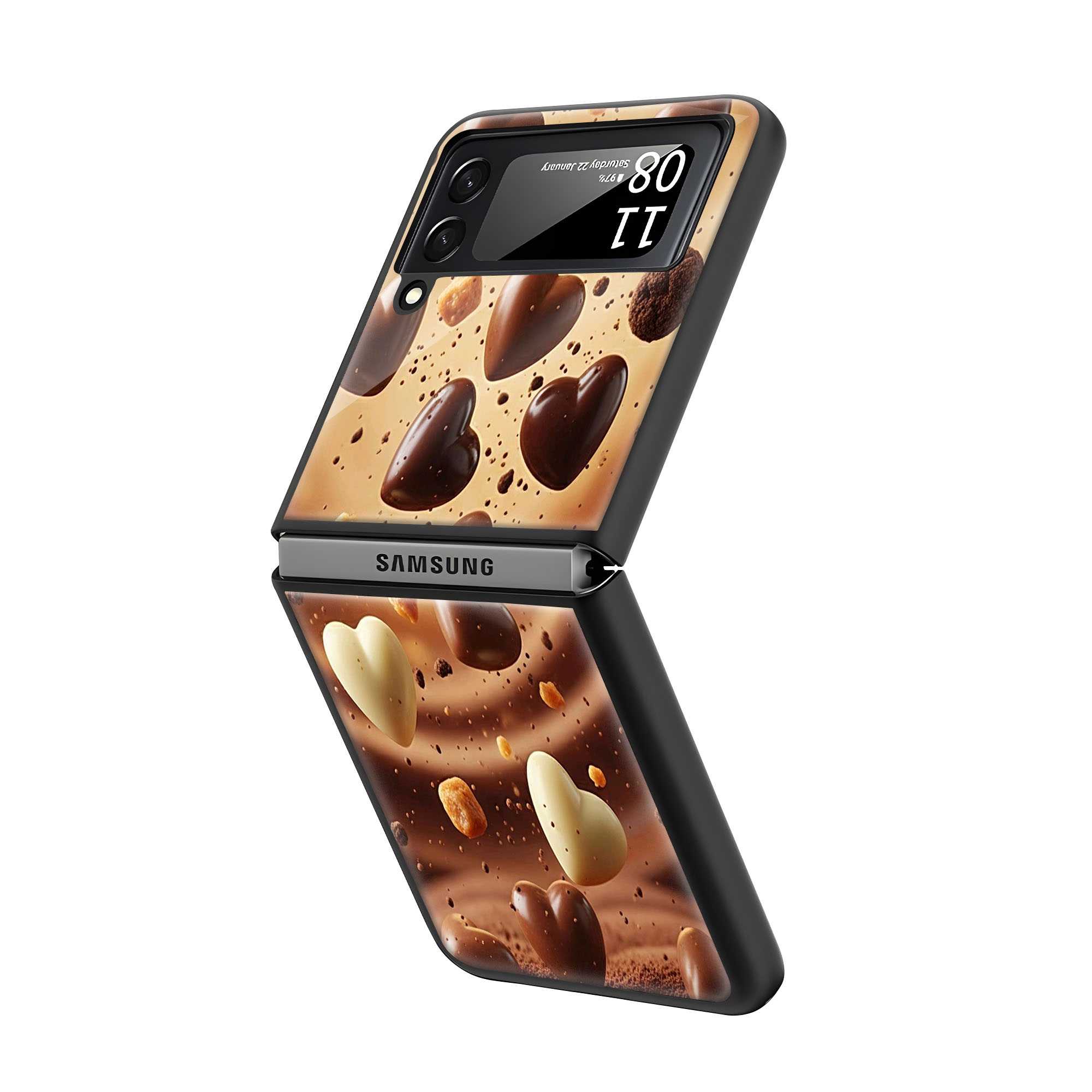 Choco Hearts Samsung Z Flip Glass Case