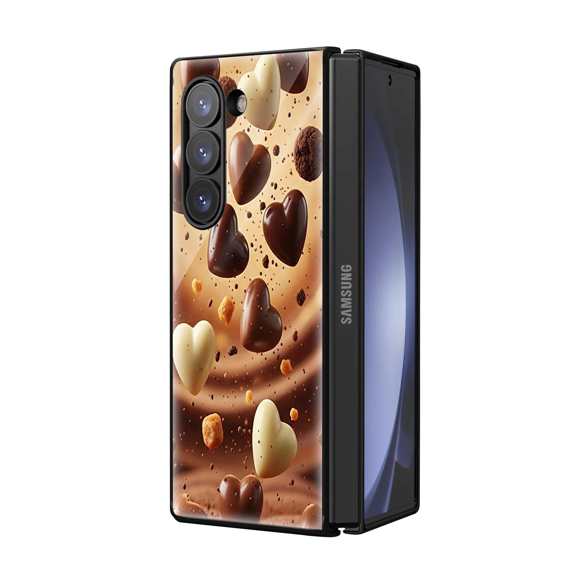 Choco Hearts Samsung Z Fold Glass Case