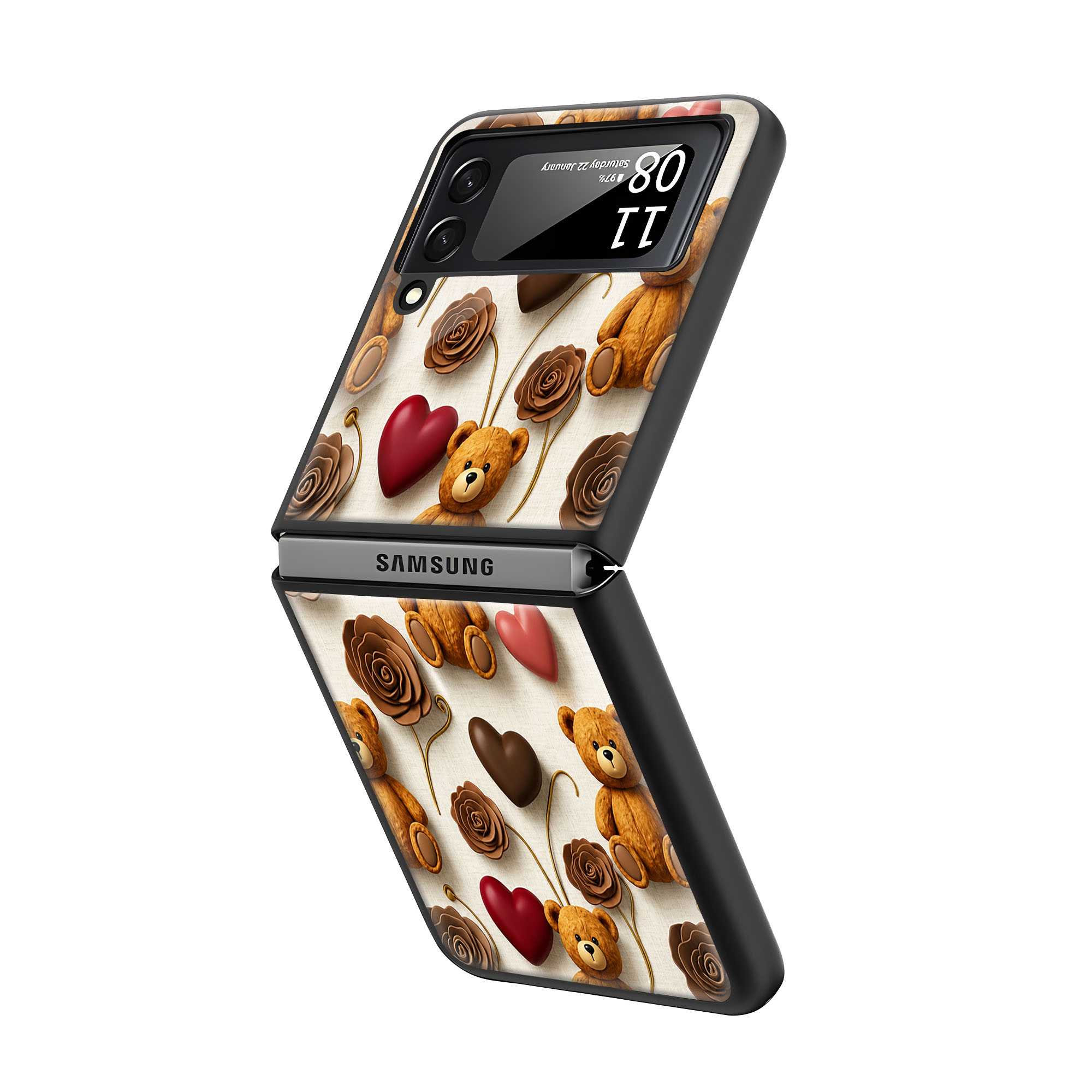 Choco Teddy Samsung Z Flip Glass Case Secondary image
