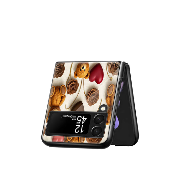 Choco Teddy Samsung Z Flip Glass Case