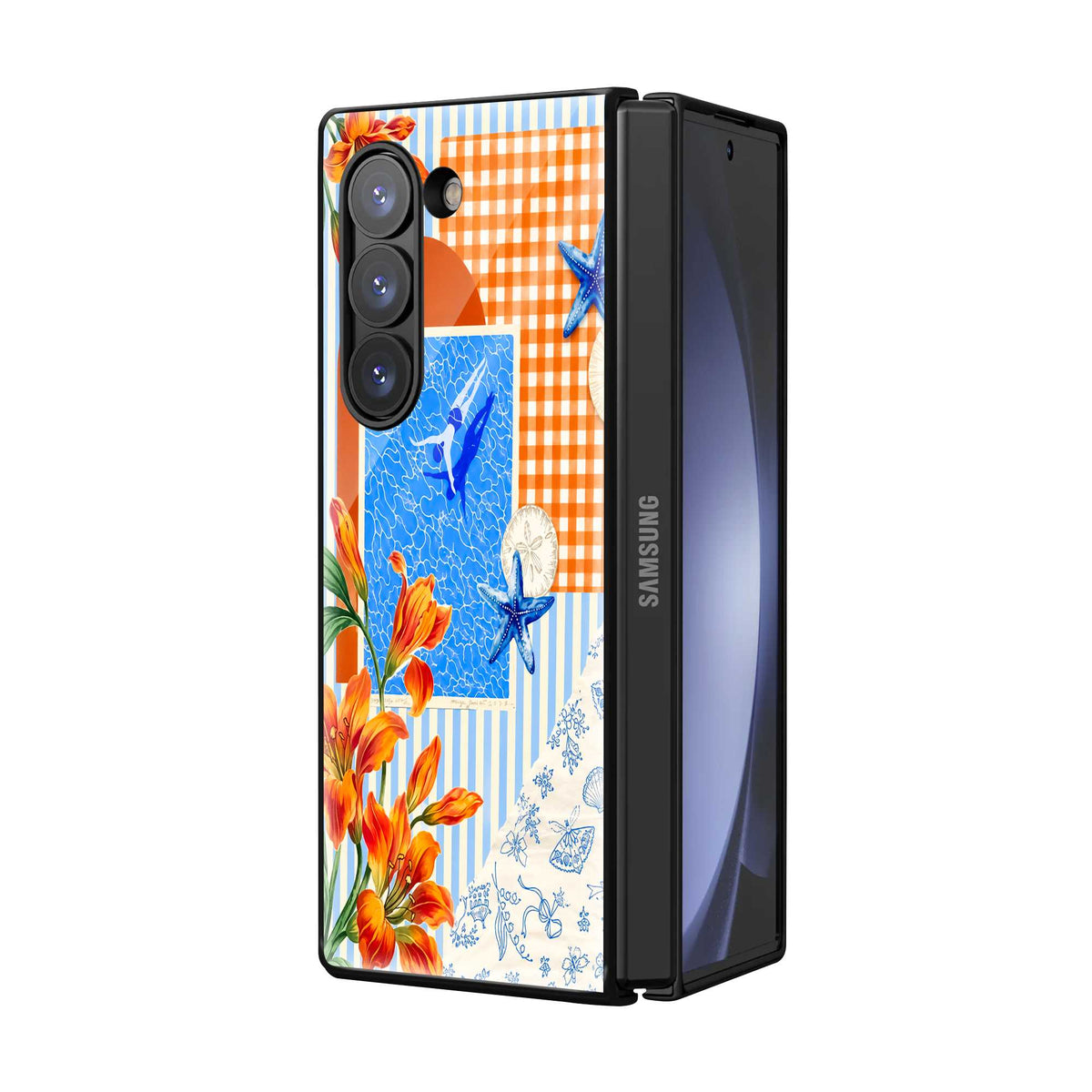 Coastal Bloom Samsung Z Fold Glass Case