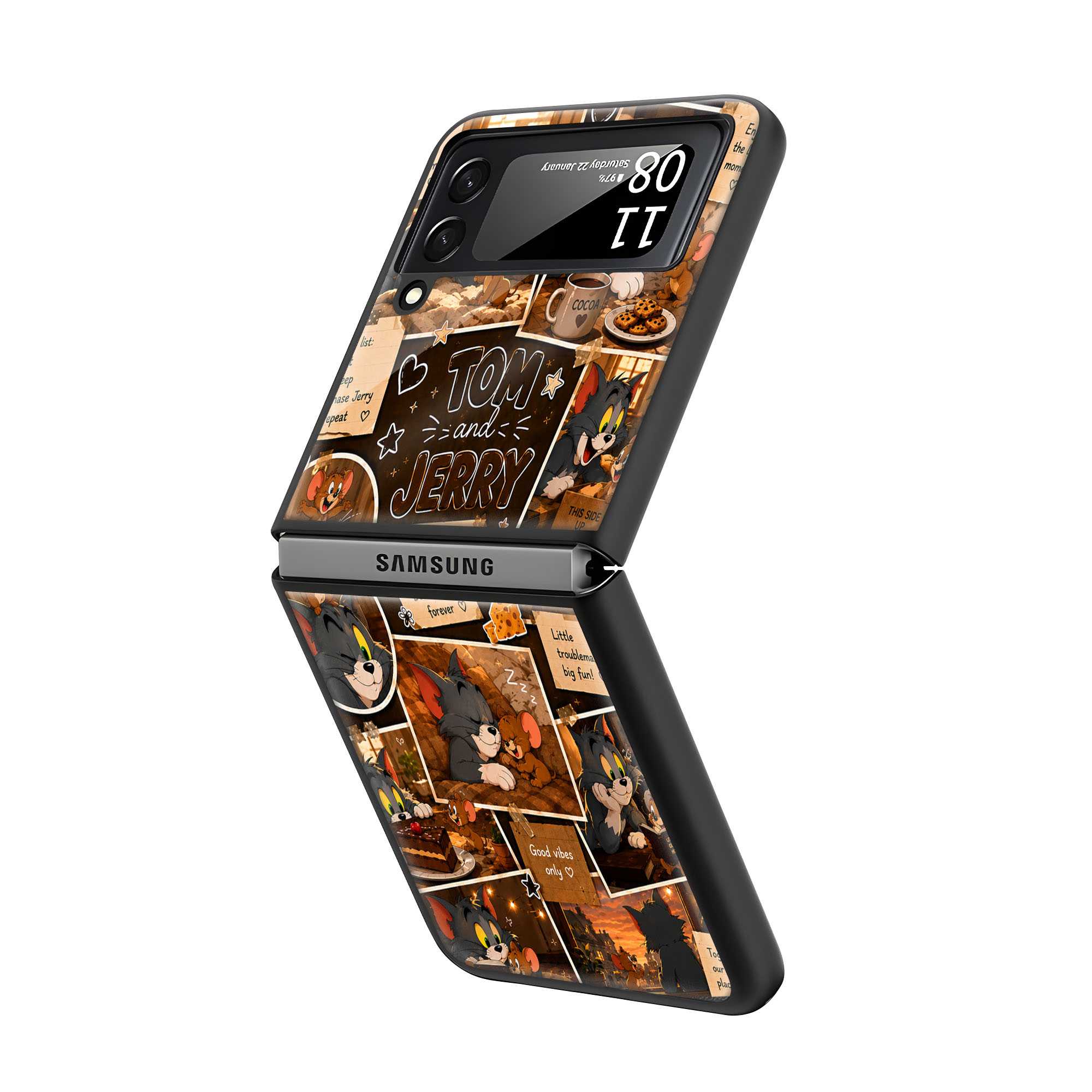 Cozy Tom-Jerry Samsung Z Flip Glass Case