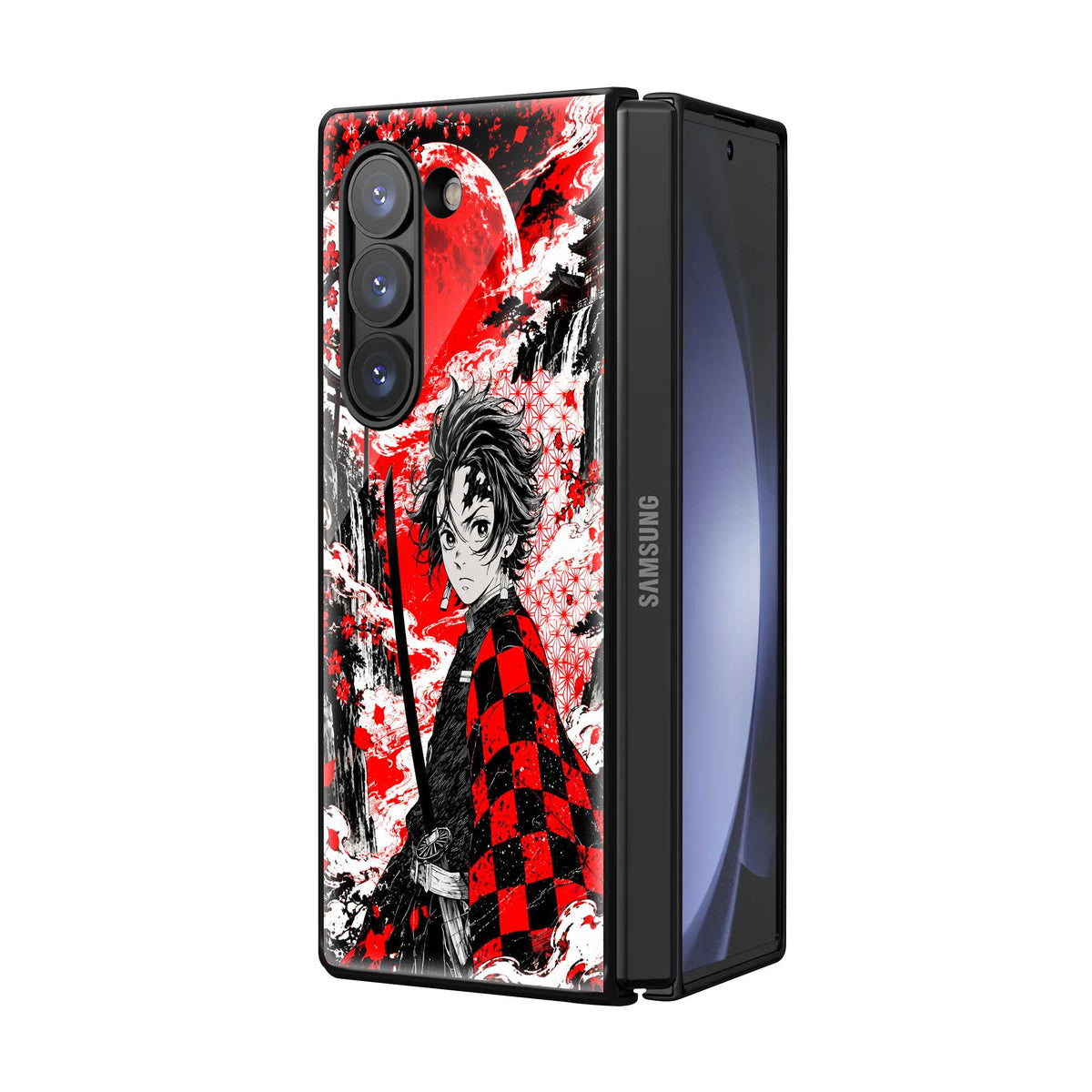 Crimson Eclipse Samsung Z Fold Glass Case