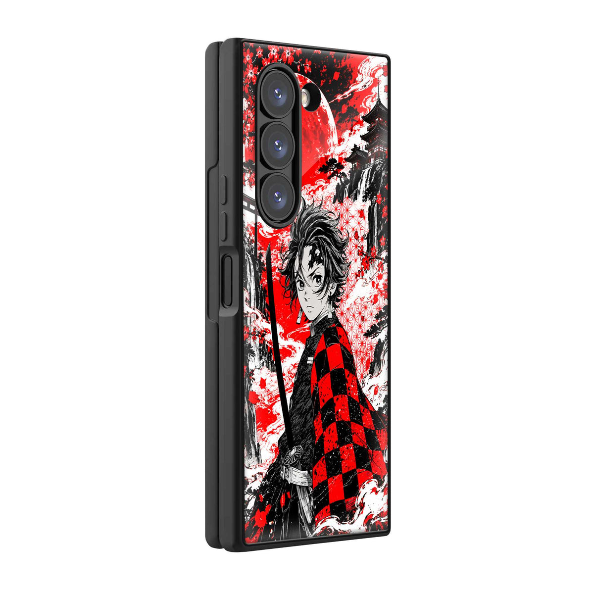 Crimson Eclipse Samsung Z Fold Glass Case