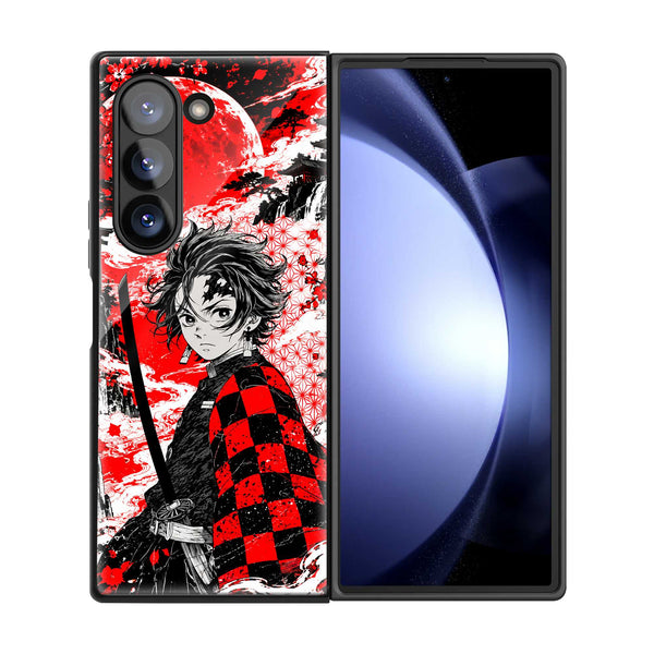 Crimson Eclipse Samsung Z Fold Glass Case
