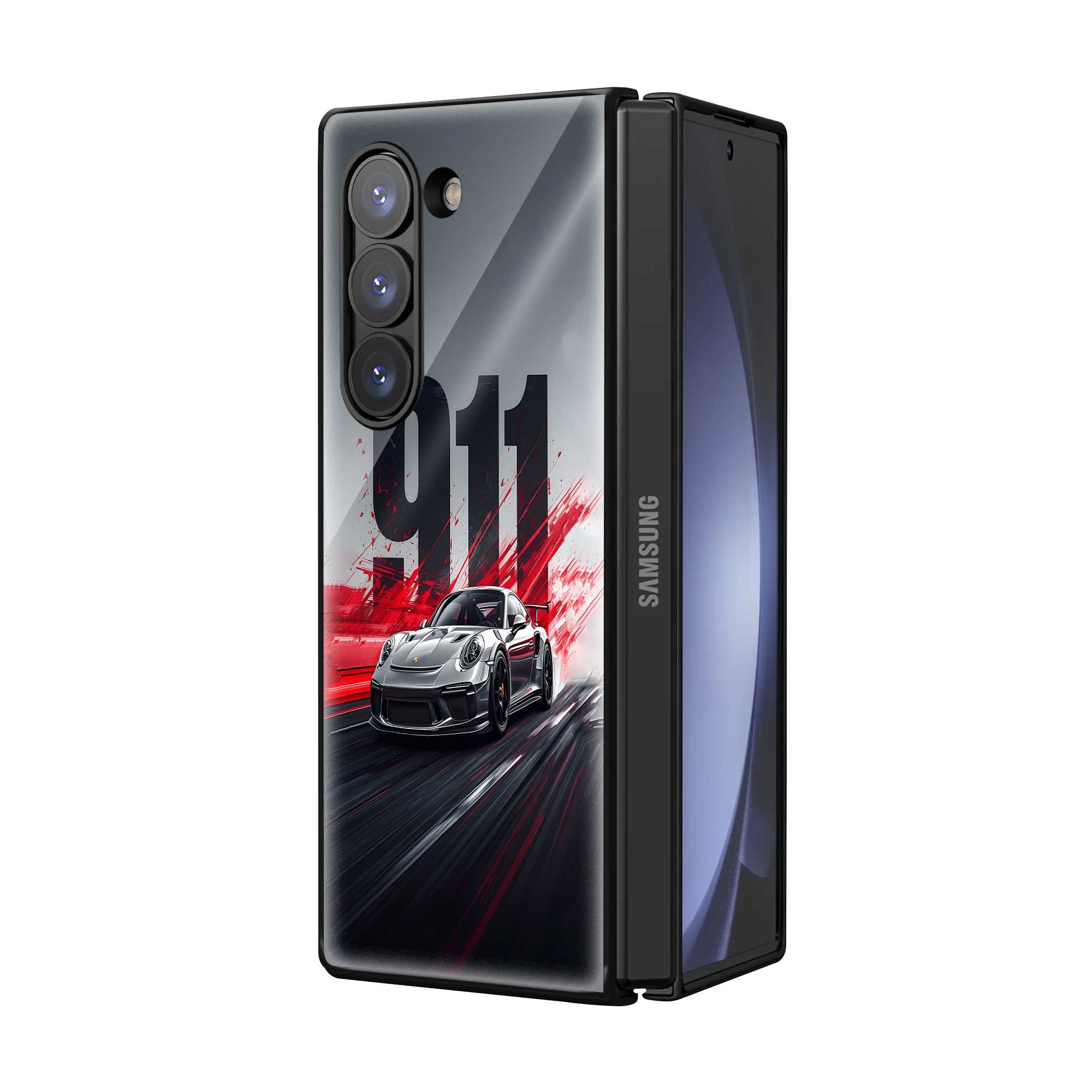 Crimson Edge Samsung Z Fold Glass Case Secondary image