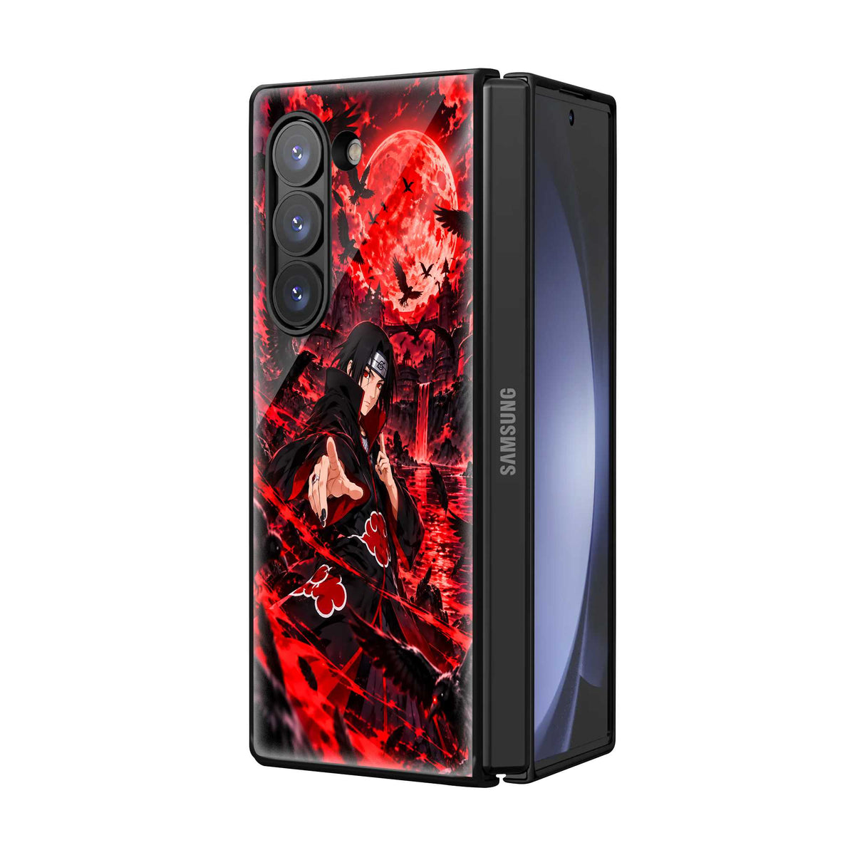 Crimson Itachi Samsung Z Fold Glass Case