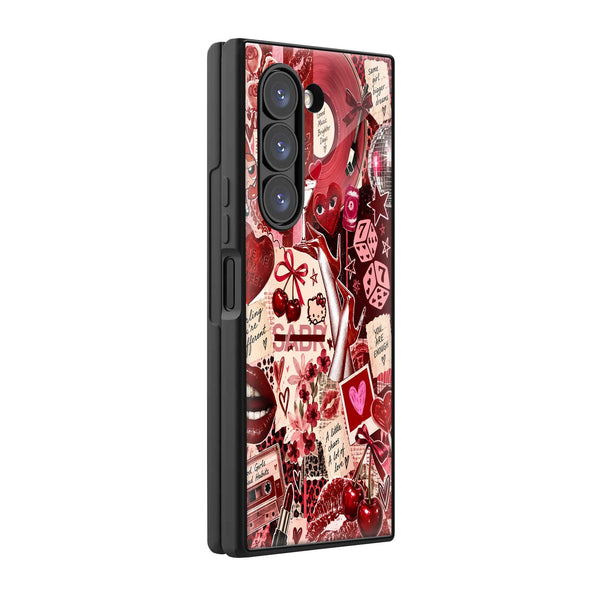 Crimson Rhythm Samsung Z Fold Glass Case