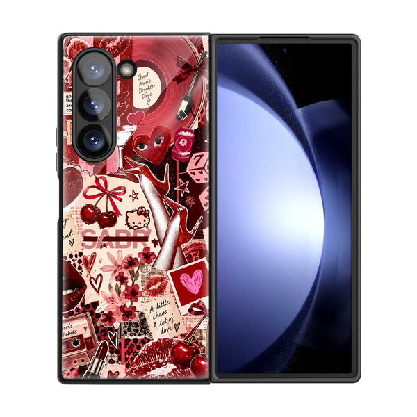 Crimson Rhythm Samsung Z Fold Glass Case
