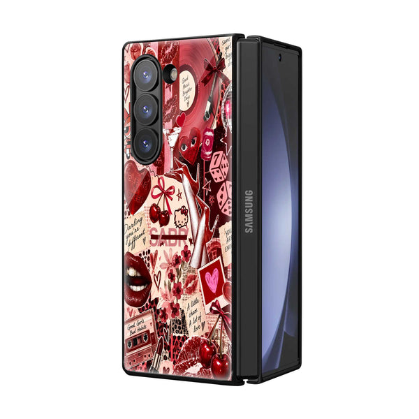 Crimson Rhythm Samsung Z Fold Glass Case