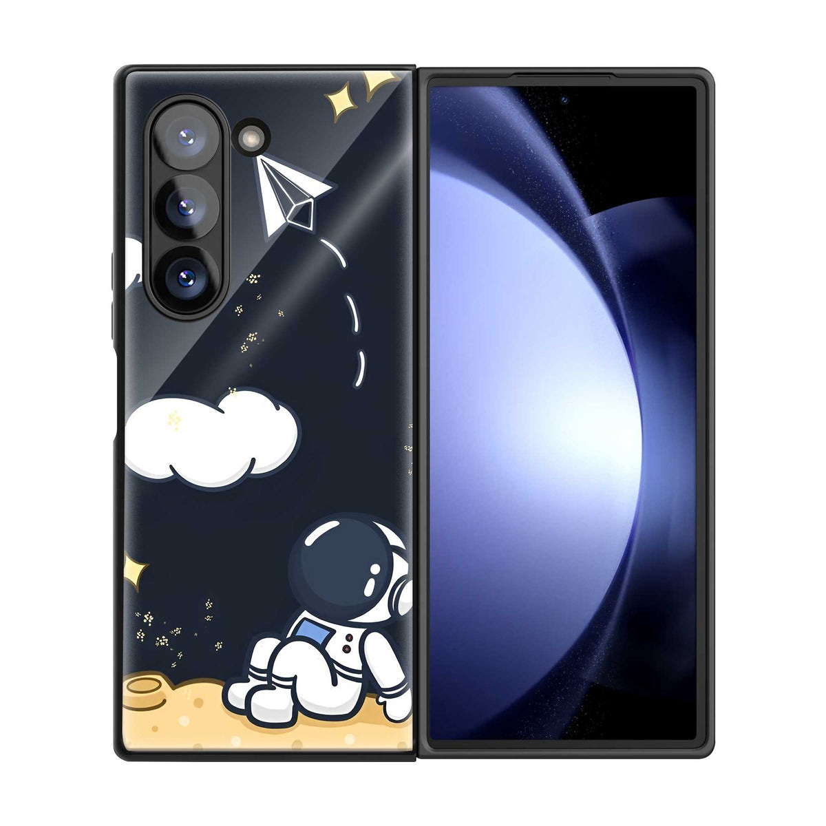 Cute Astronaut Samsung Z Fold Glass Case