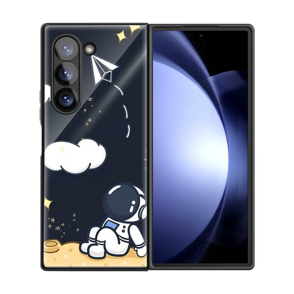 Cute Astronaut Samsung Z Fold Glass Case