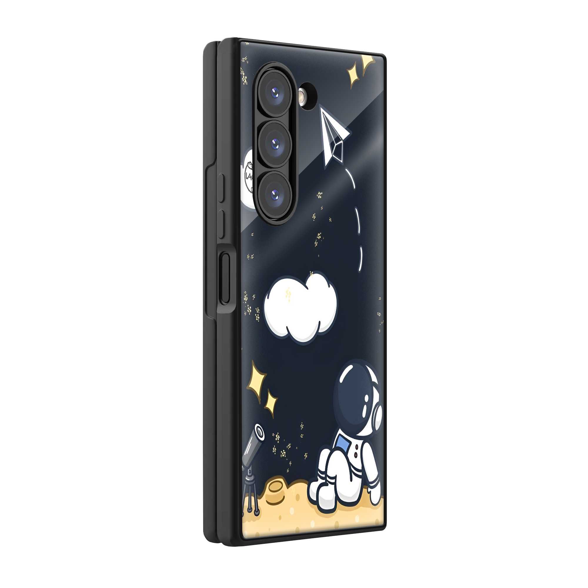 Cute Astronaut Samsung Z Fold Glass Case