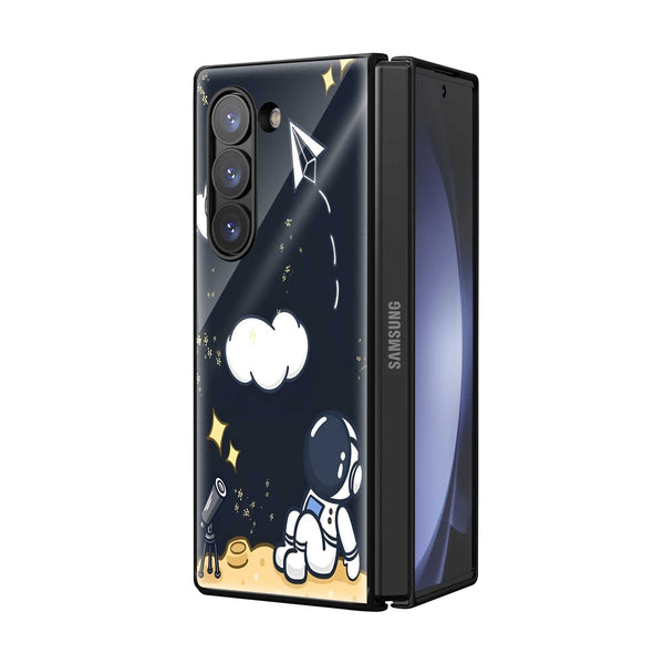 Cute Astronaut Samsung Z Fold Glass Case