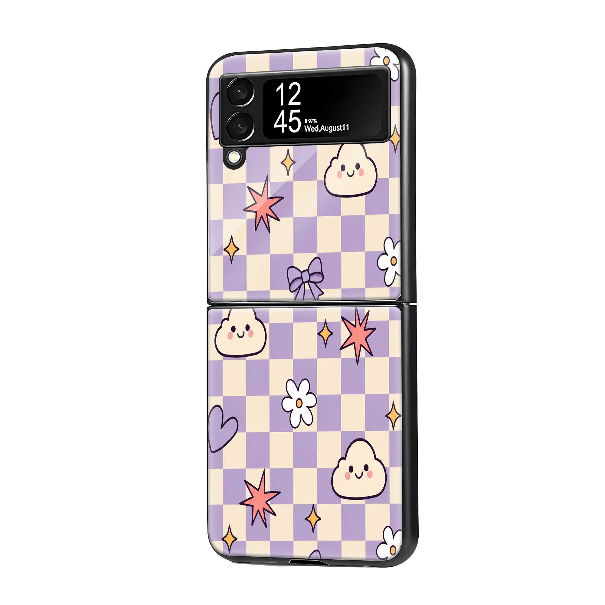 Cute Clouds Samsung Z Flip Glass Case
