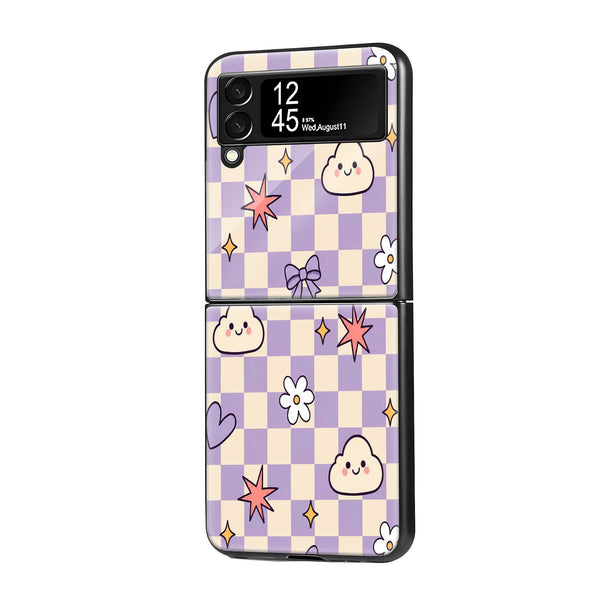 Cute Clouds Samsung Z Flip Glass Case