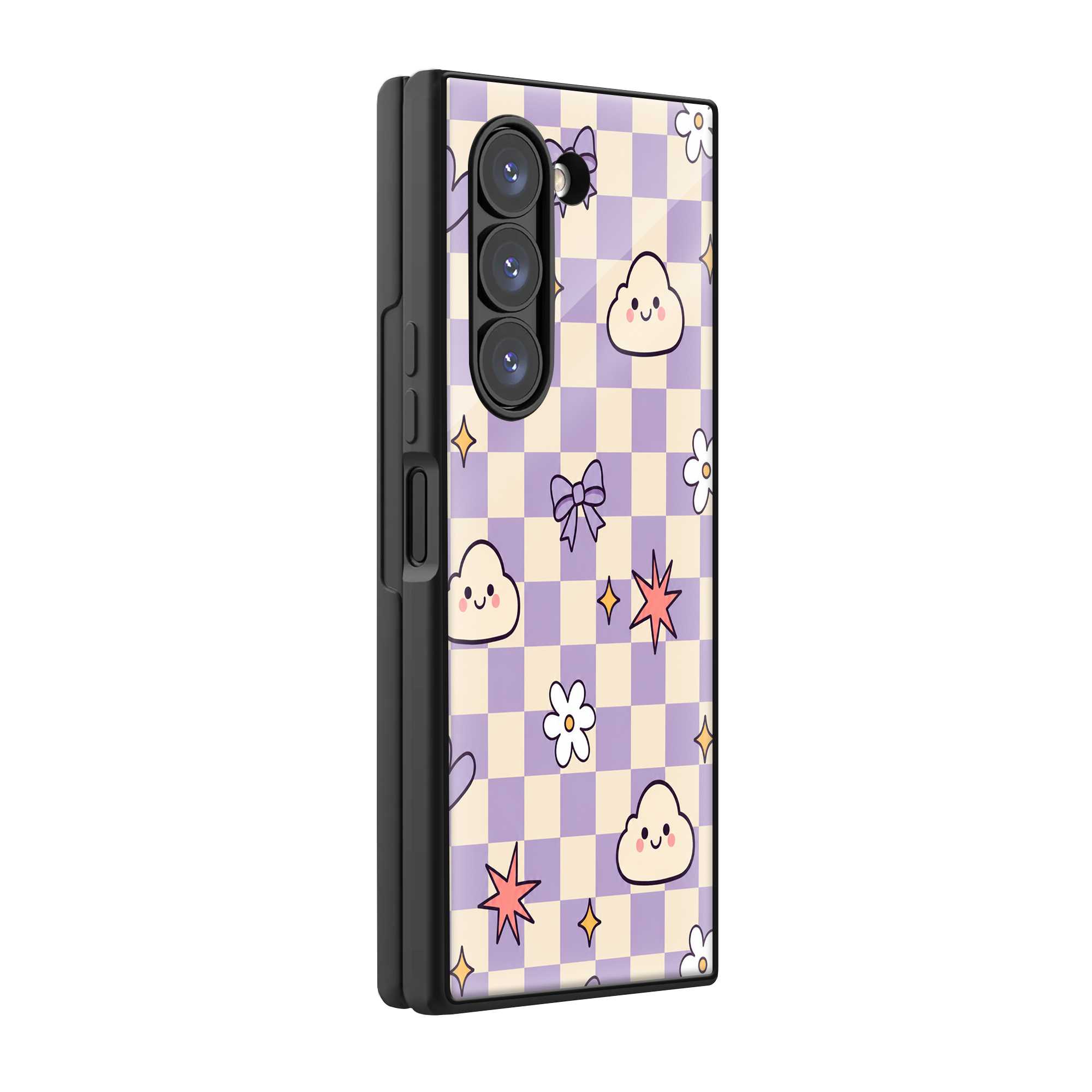 Cute Clouds Samsung Z Fold Glass Case
