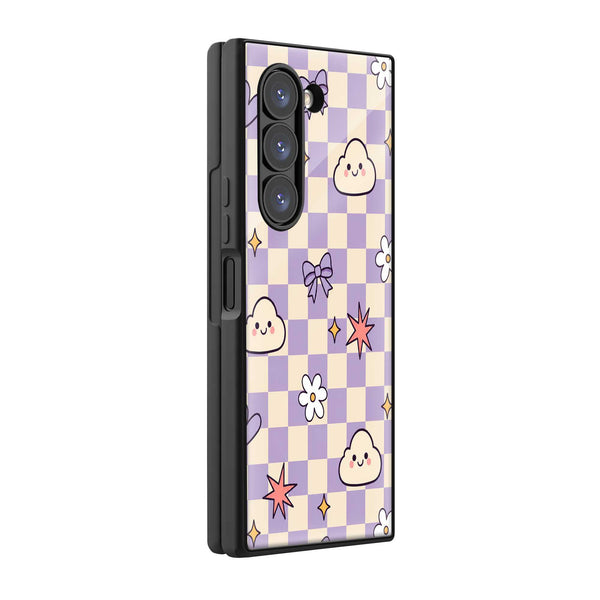 Cute Clouds Samsung Z Fold Glass Case