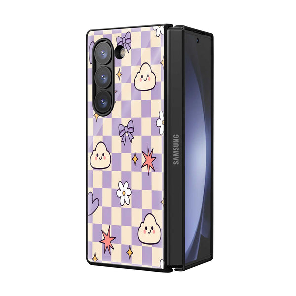 Cute Clouds Samsung Z Fold Glass Case