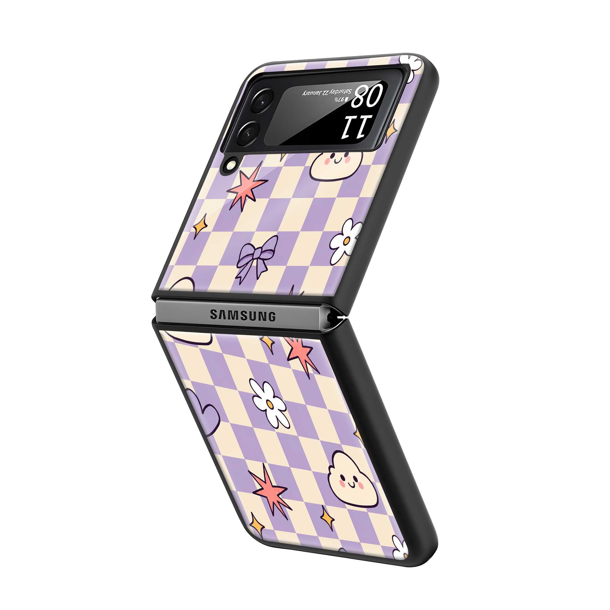 Cute Clouds Samsung Z Flip Glass Case