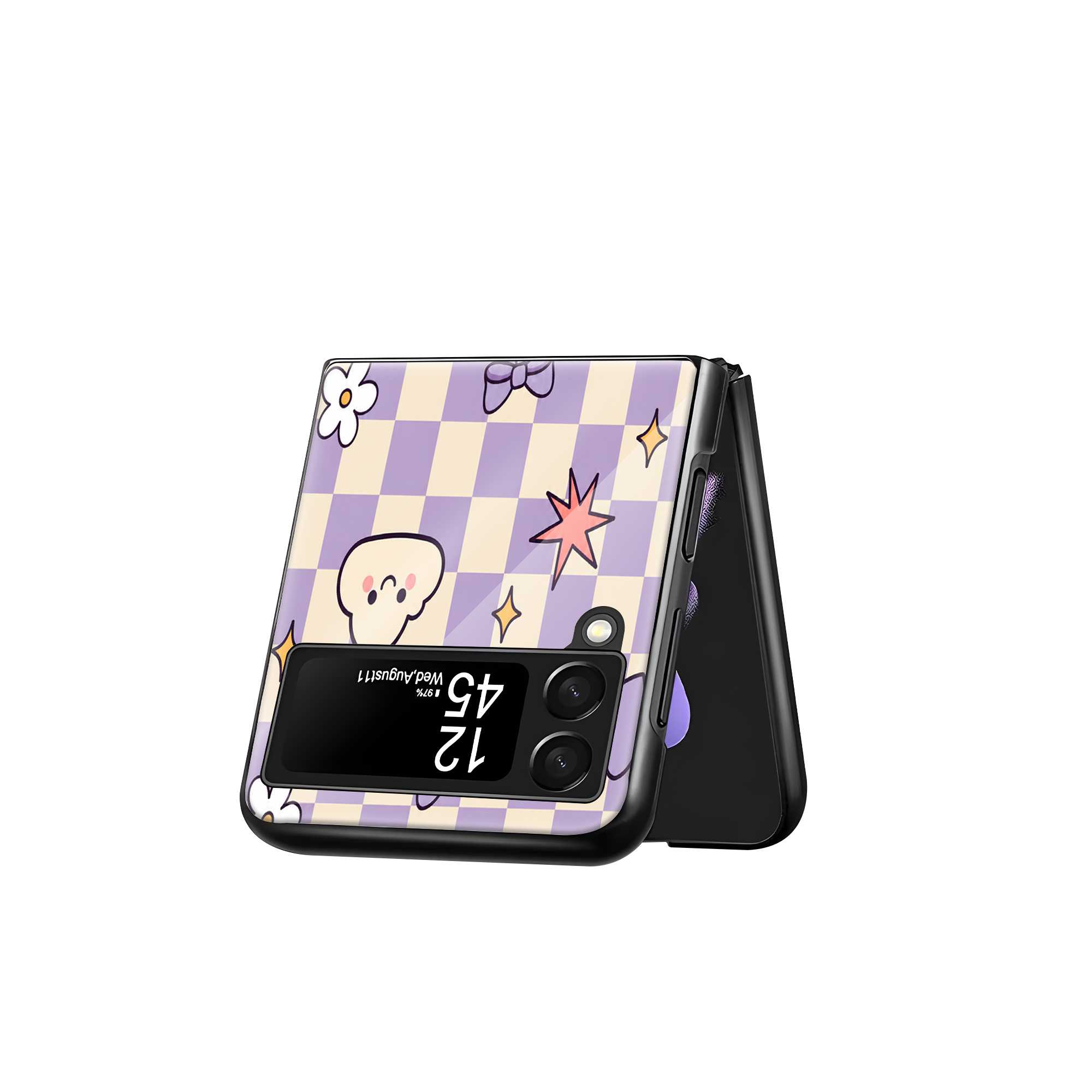 Cute Clouds Samsung Z Flip Glass Case