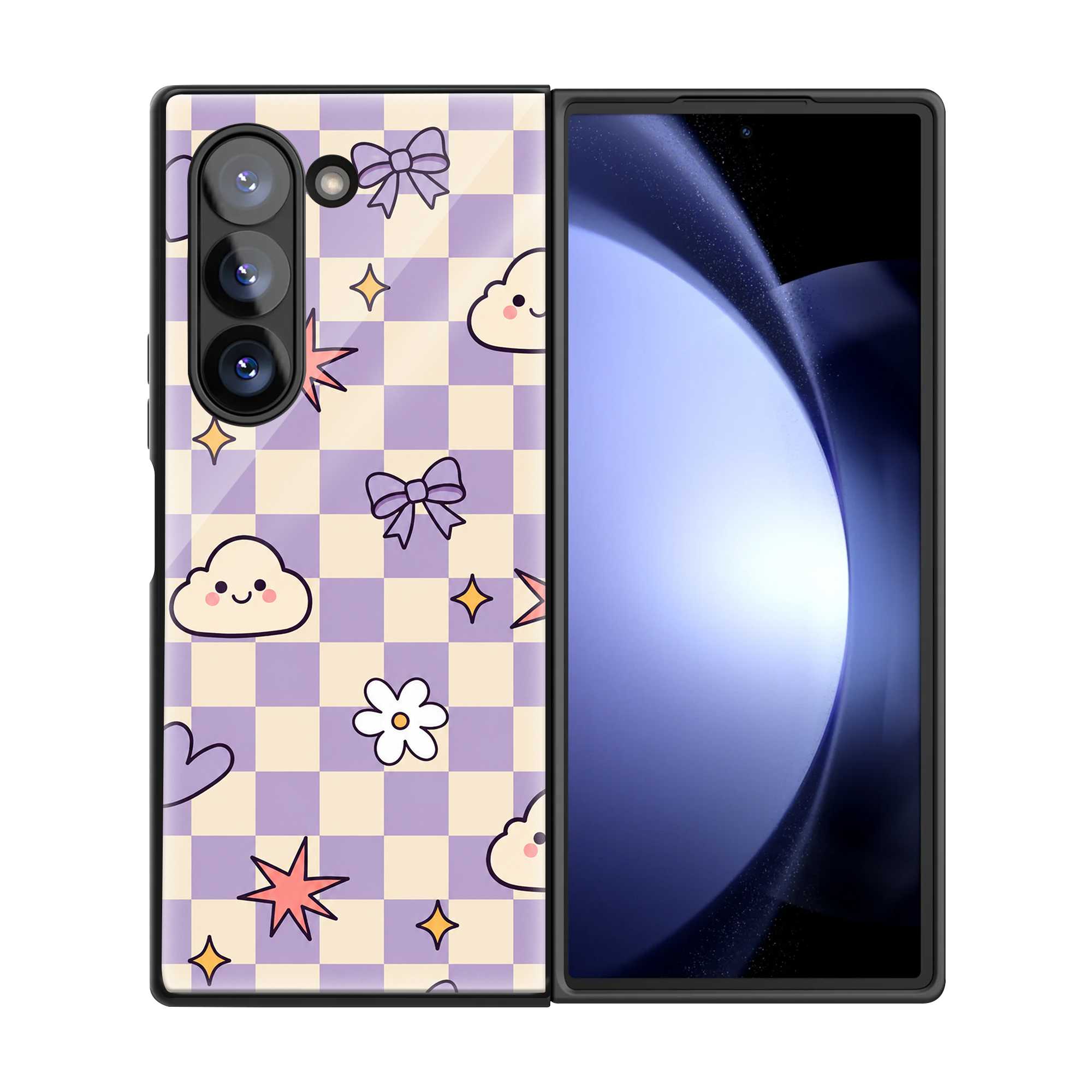 Cute Clouds Samsung Z Fold Glass Case