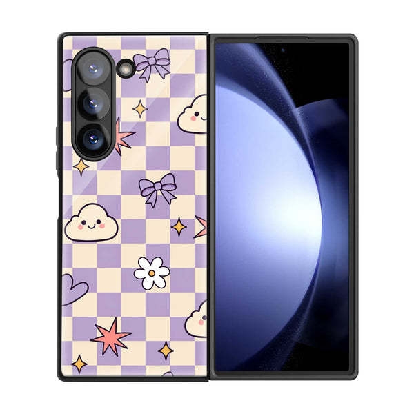 Cute Clouds Samsung Z Fold Glass Case
