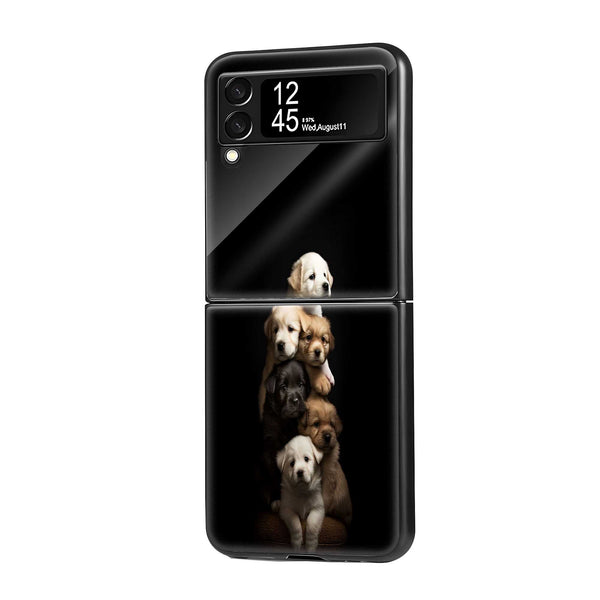 Cute Puppies Samsung Z Flip Glass Case