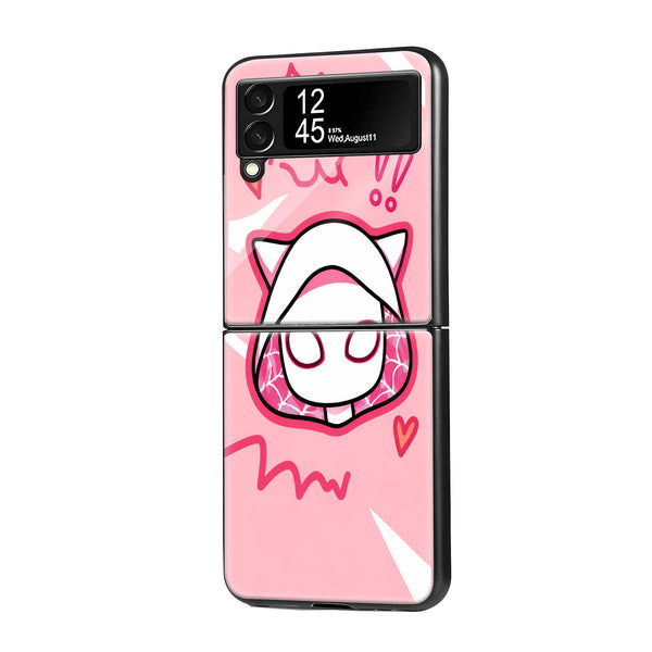 Cute Spider-Gwen Chibi Samsung Z Flip Glass Case