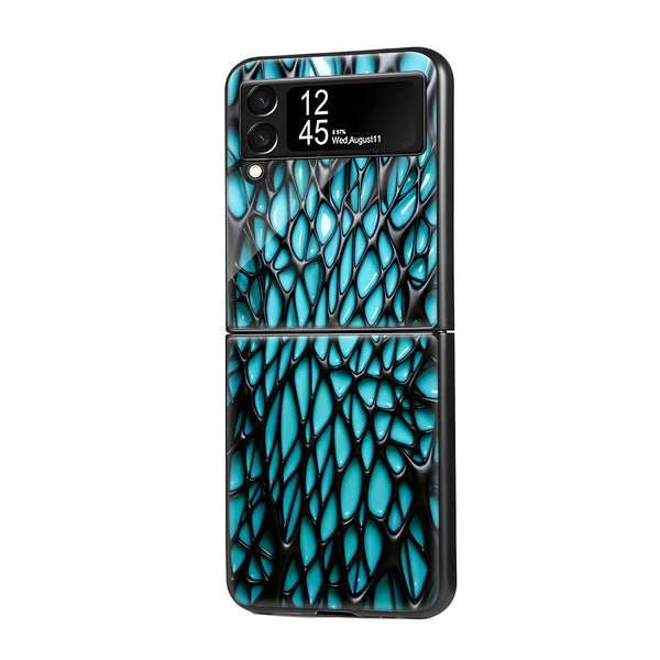 Cyan Grid Samsung Z Flip Glass Case