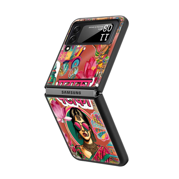 Desi Queen Samsung Z Flip Glass Case