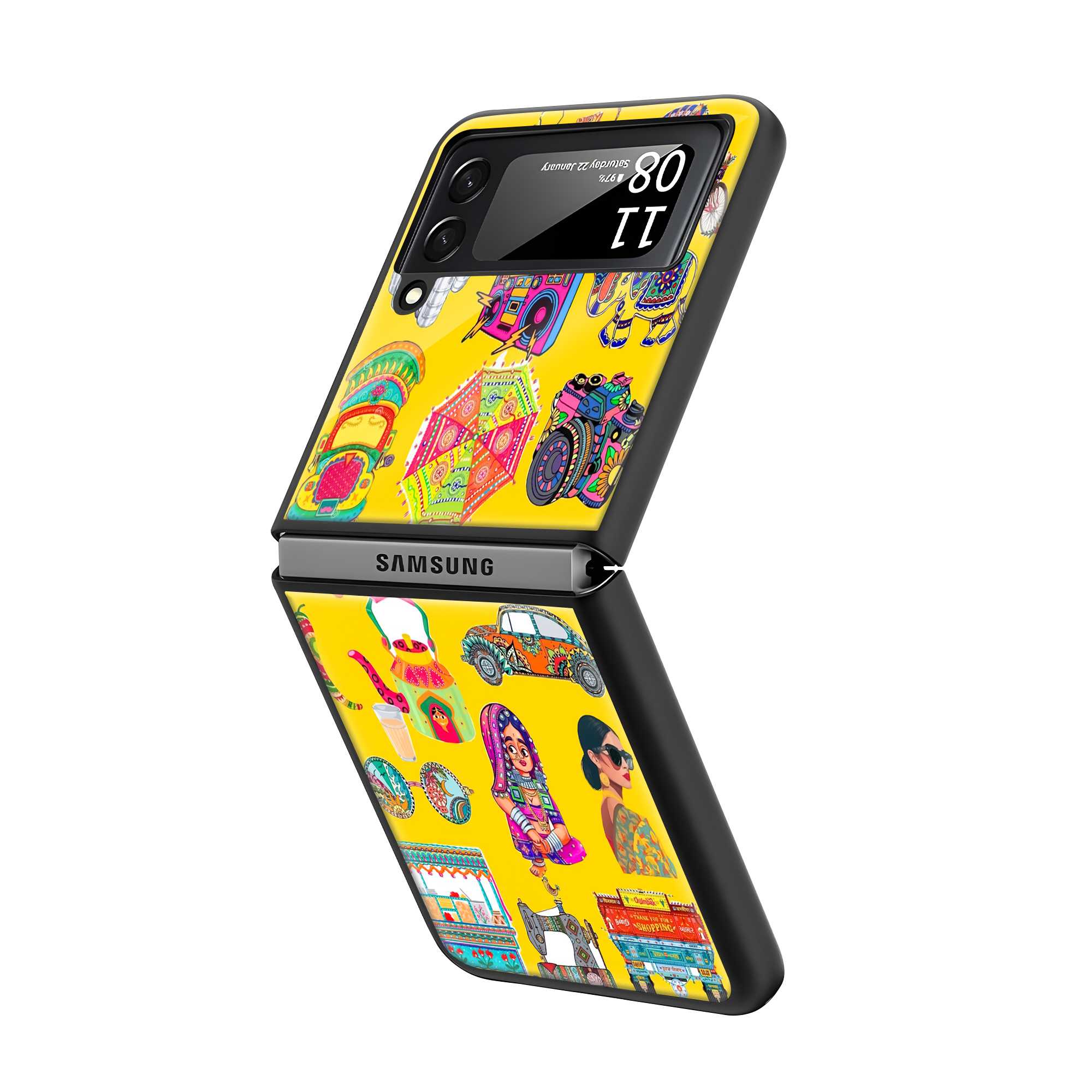 Desi Sticker Art Samsung Z Flip Glass Case