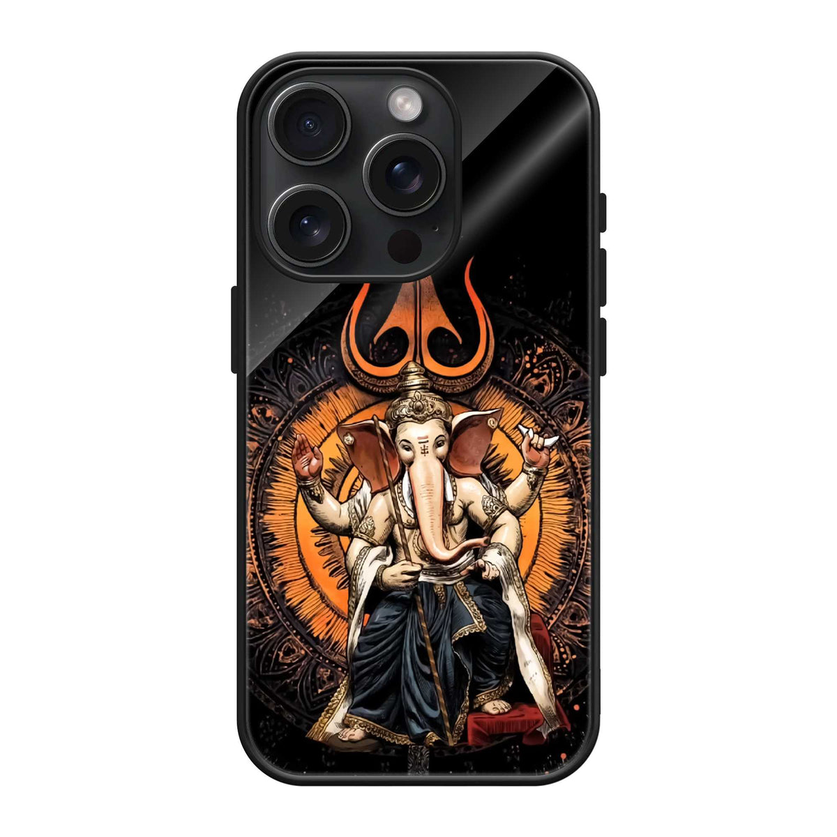 Divine Ganesha Trishul Glass Case