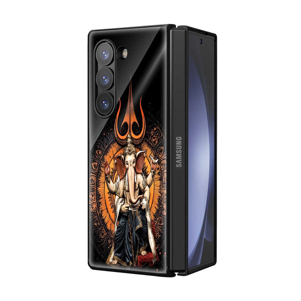 Divine Ganesha Trishul Samsung Z Fold Glass Case