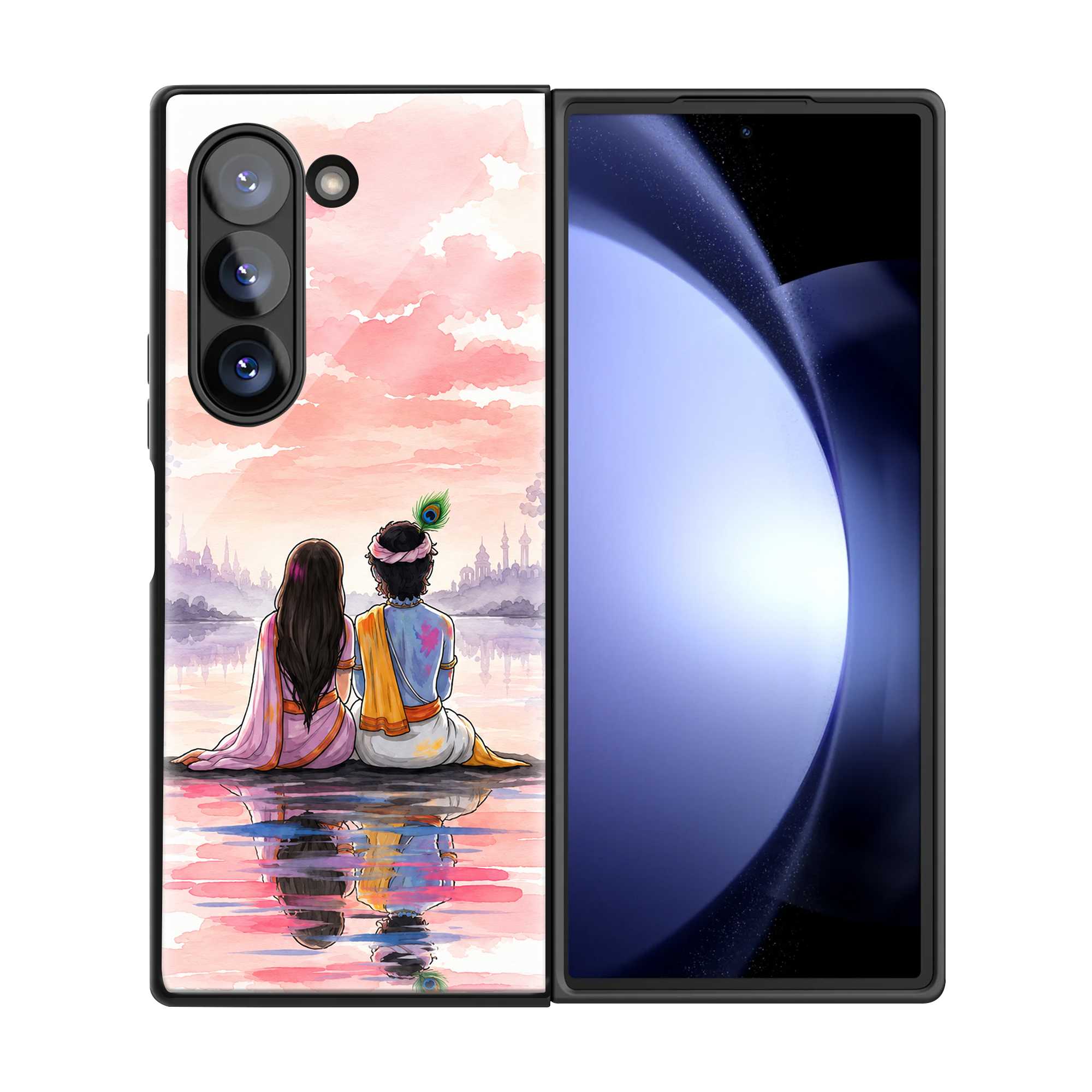Radha Krishna Serenity Samsung Z Fold Glass Case