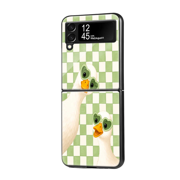 Duckie Hearts Samsung Z Flip Glass Case