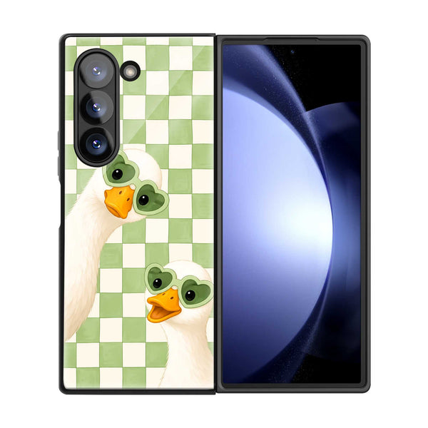 Duckie Hearts Samsung Z Fold Glass Case