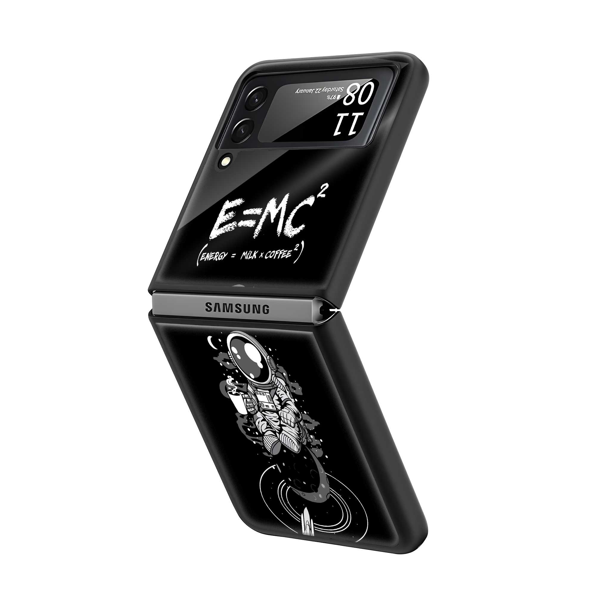 E = MC² Coffee Samsung Z Flip Glass Case