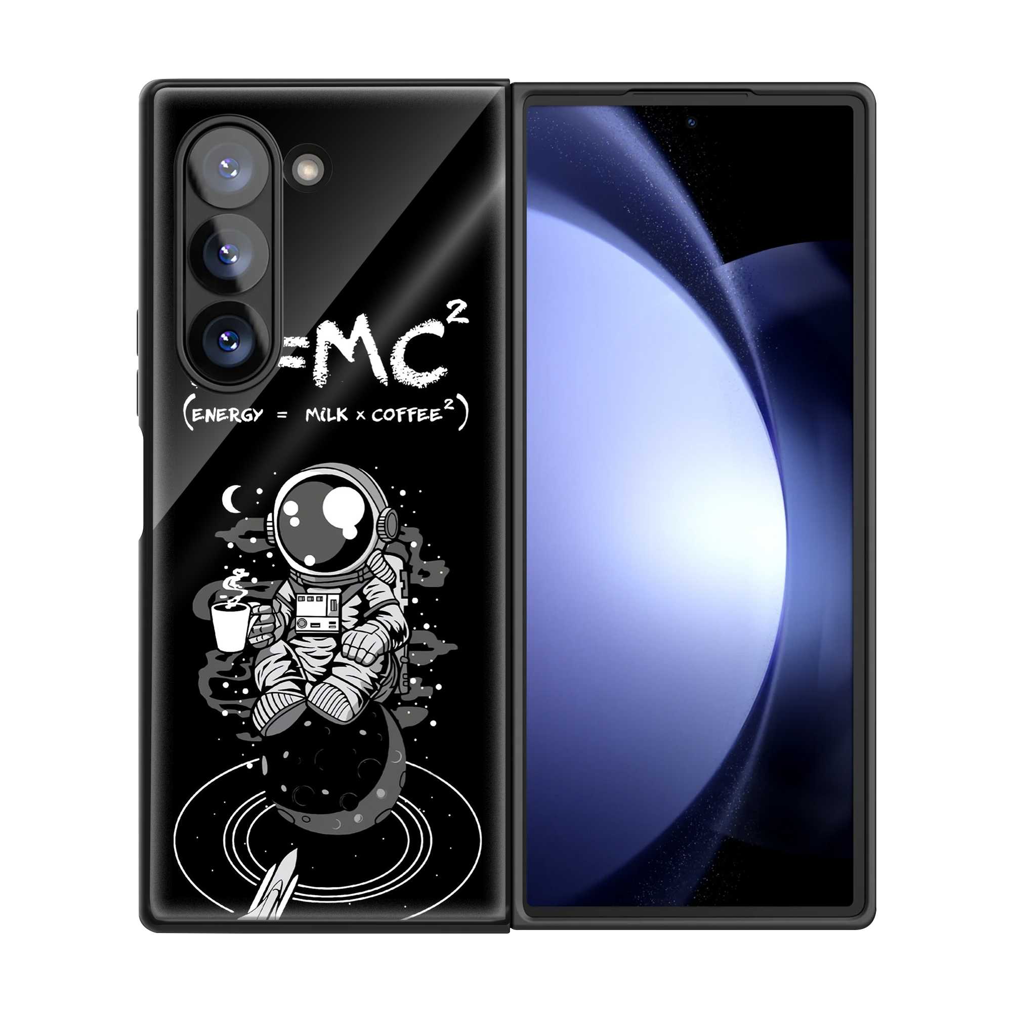 E = MC² Coffee Samsung Z Fold Glass Case