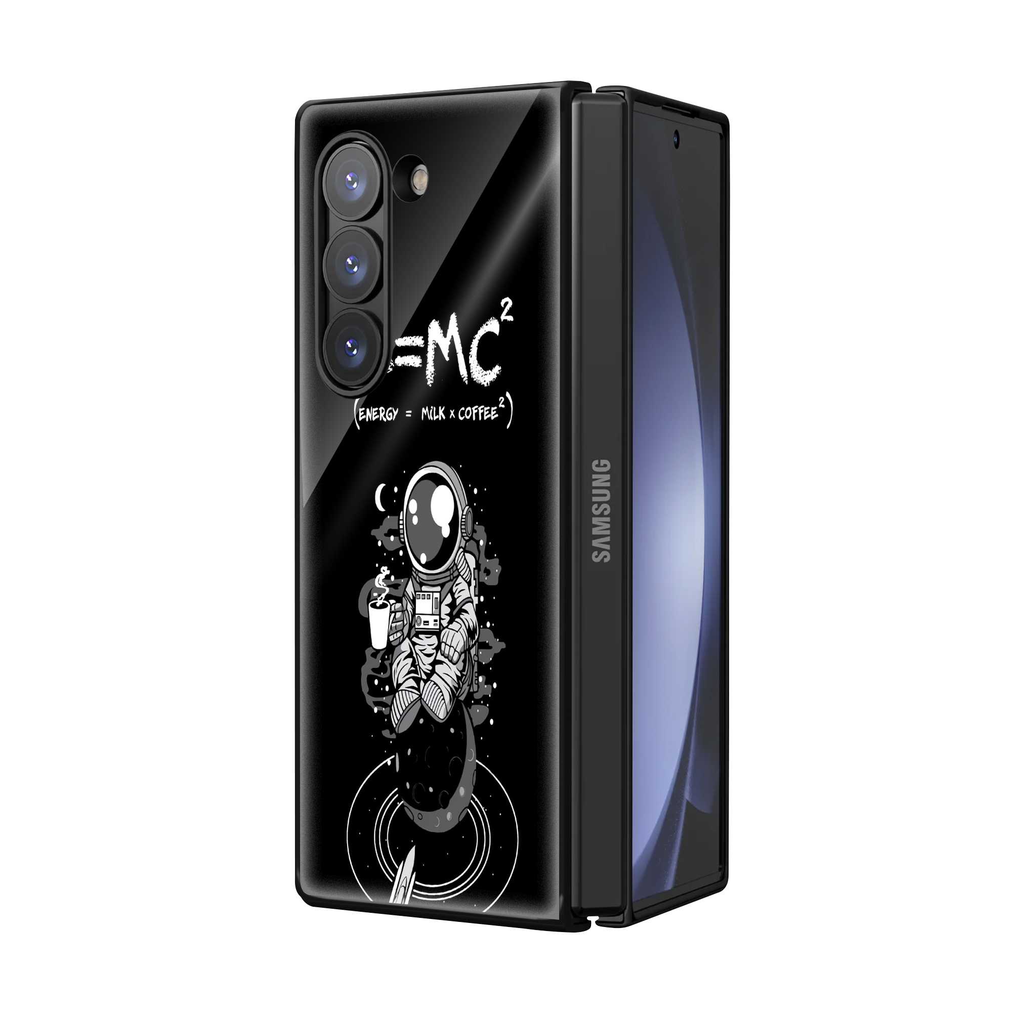 E = MC² Coffee Samsung Z Fold Glass Case