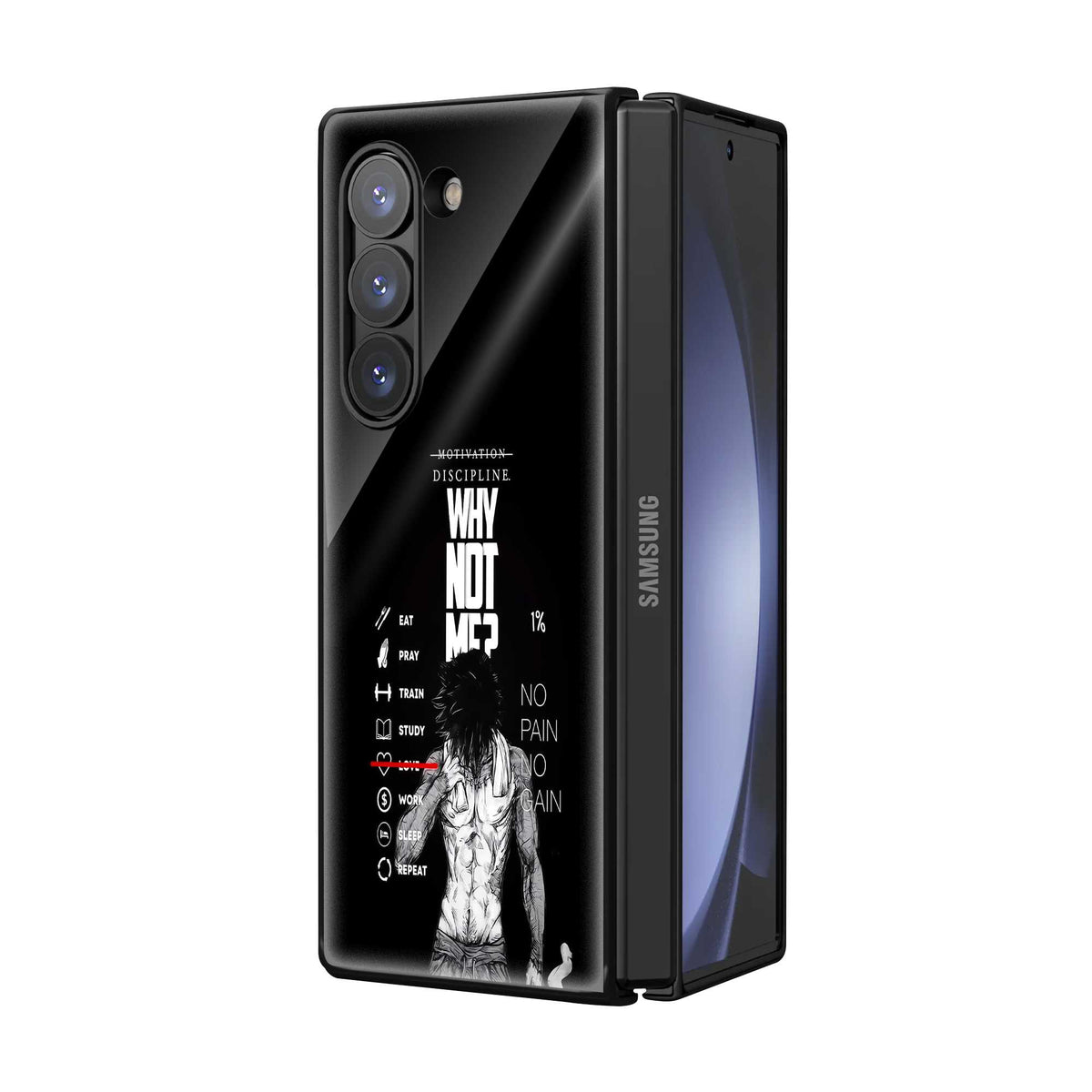 Eat Train Repeat Samsung Z Fold Glass Case