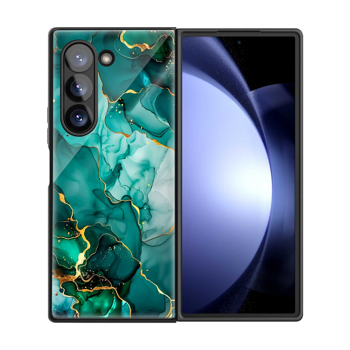 Emerald Veins Samsung Z Fold Glass Case