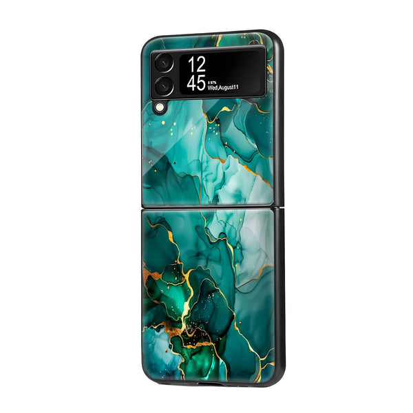 Emerald Veins Samsung Z Flip Glass Case