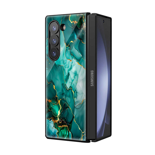 Emerald Veins Samsung Z Fold Glass Case