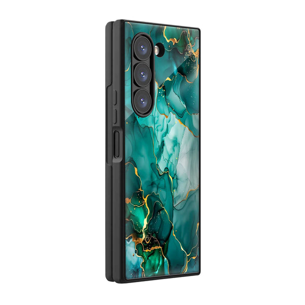 Emerald Veins Samsung Z Fold Glass Case