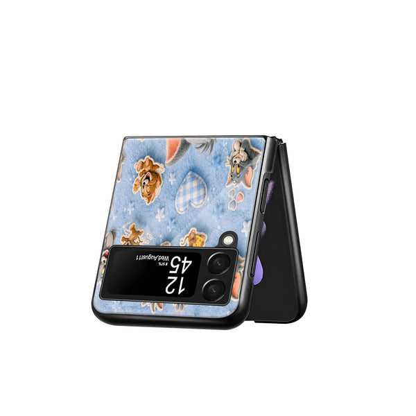 Fluffy Tom-Jerry Samsung Z Flip Glass Case