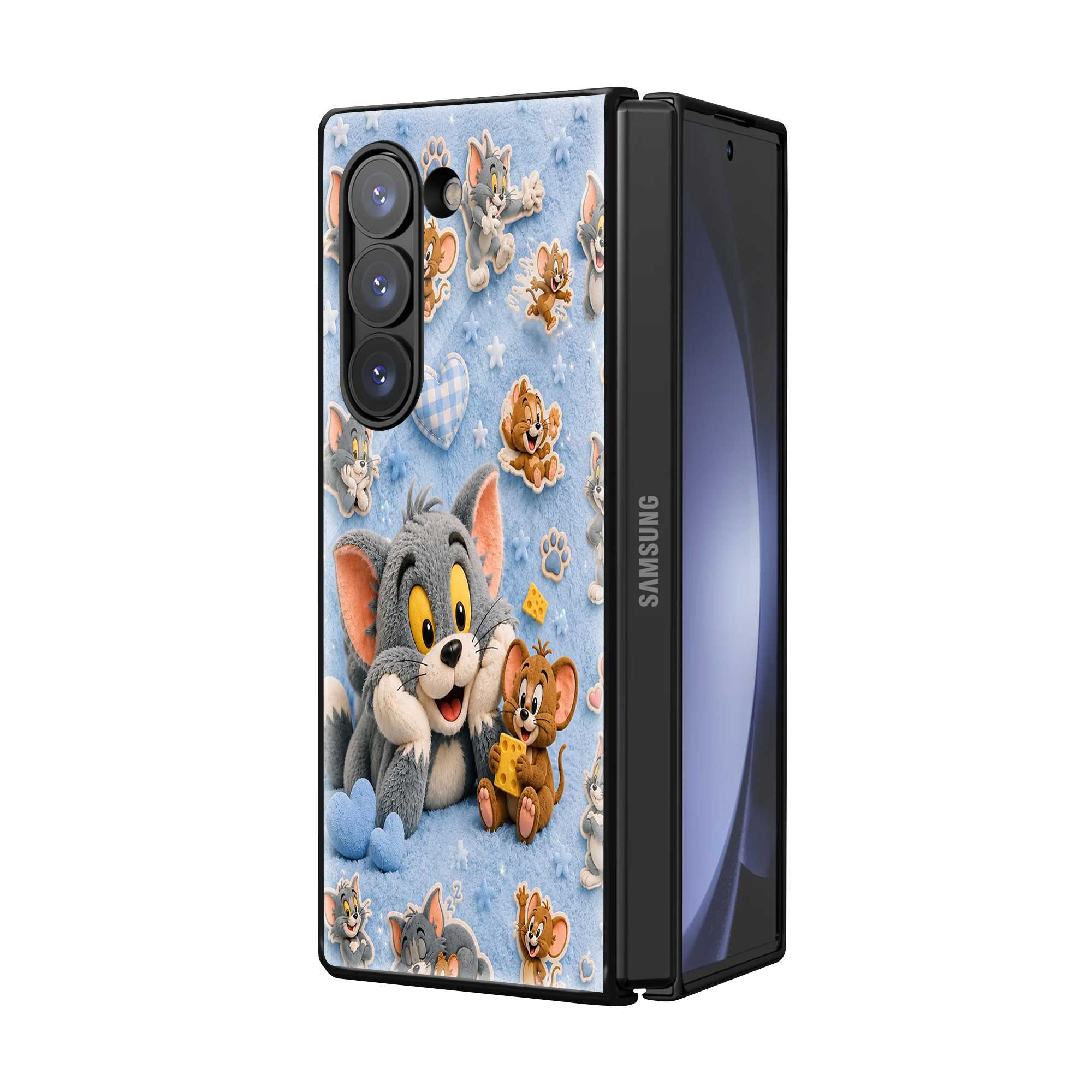 Fluffy Tom-Jerry Samsung Z Fold Glass Case