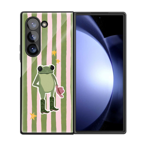 Froggy Cowboy Samsung Z Fold Glass Case