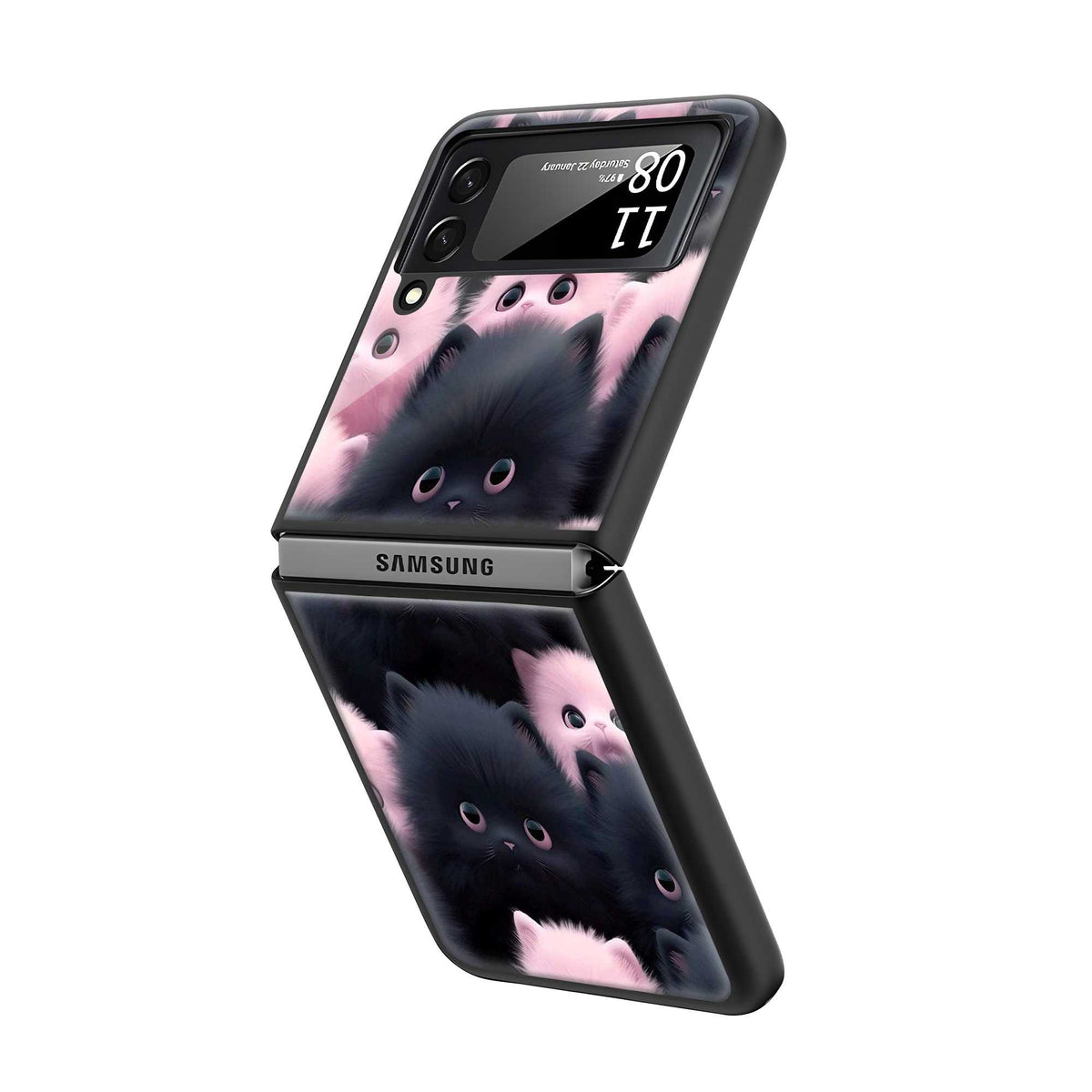 Fuzzy Fluffballs Samsung Z Flip Glass Case