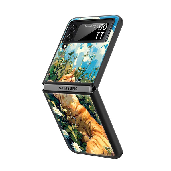 Garfield Sleeping Samsung Z Flip Glass Case